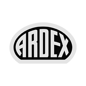 A black and white logo for ardex on a white background