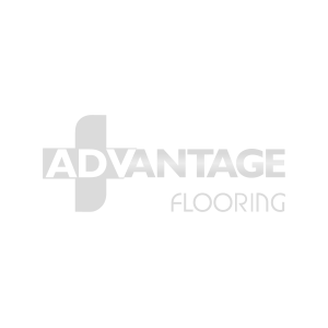 A gray and white logo for advantage flooring on a white background.