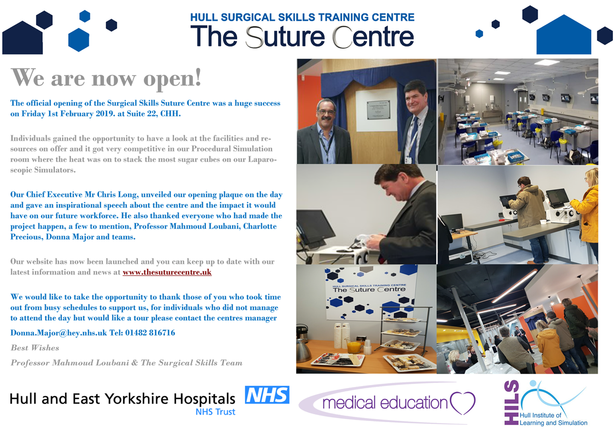 photos and text about the Suture Centre surgical skills centre at Castle Hill Hospital