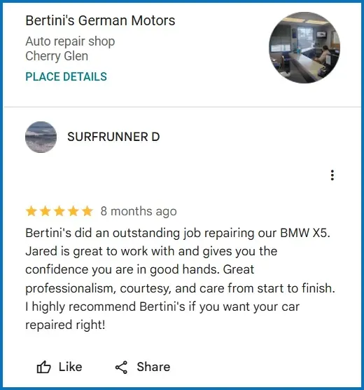 Review of Bertini's German Motors By SURFRUNNER D | Bertinis German Motors