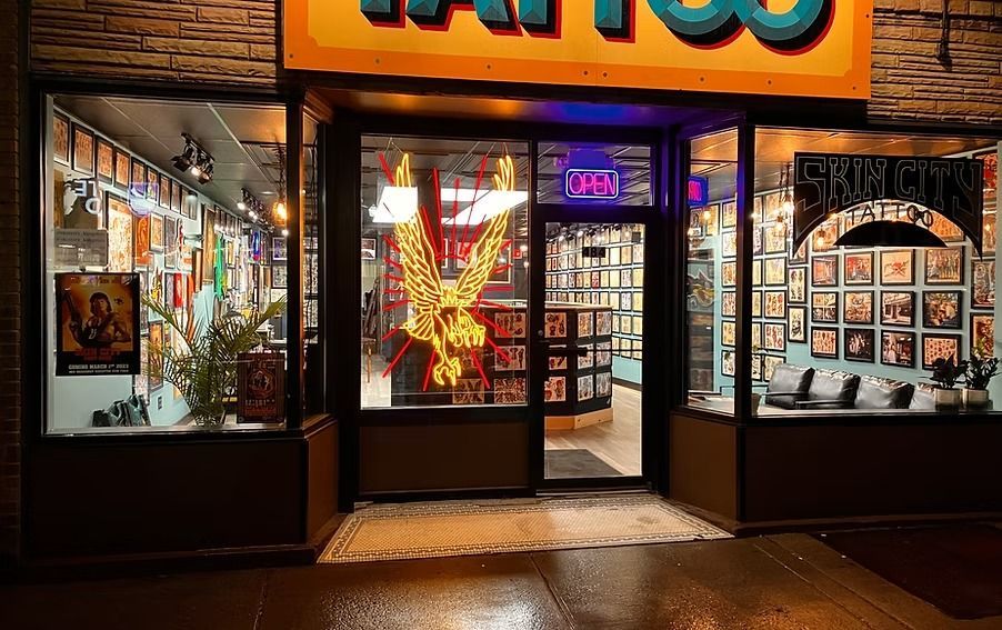 A nighttime view of a