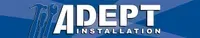Logo for ADEPT Installation. White text on a blue background.
