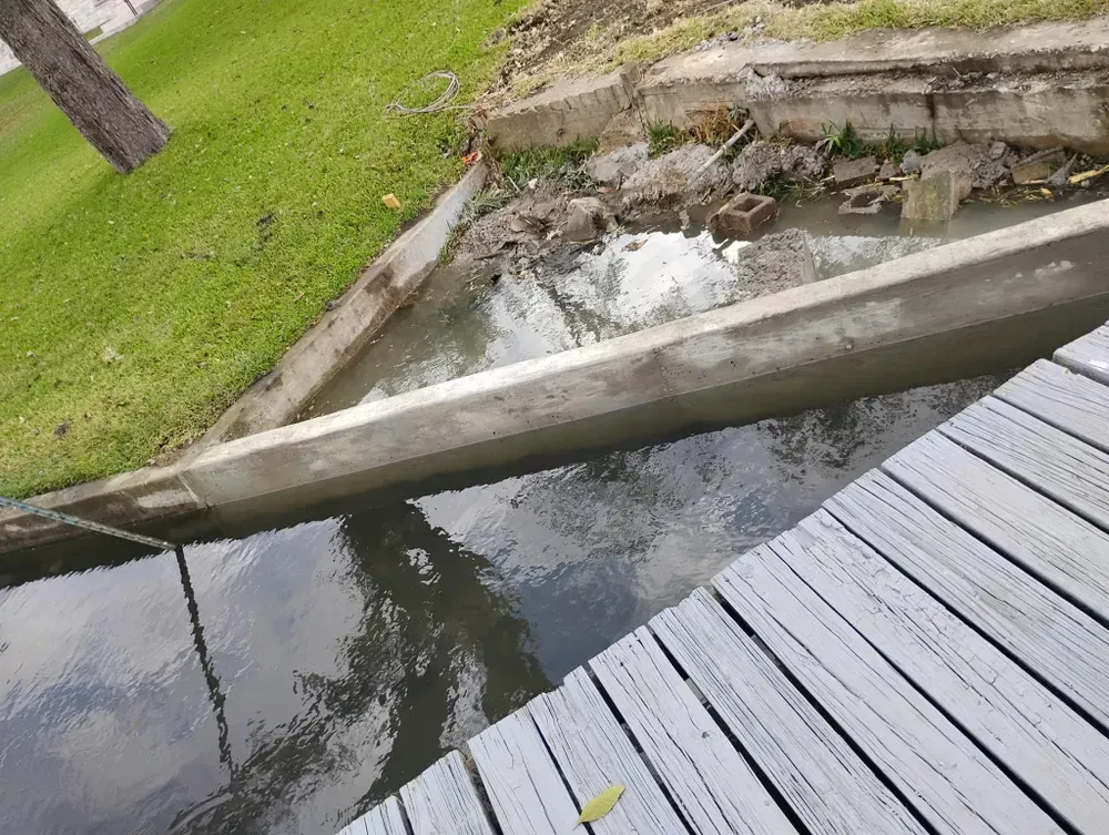A wooden dock overlooking a body of water
