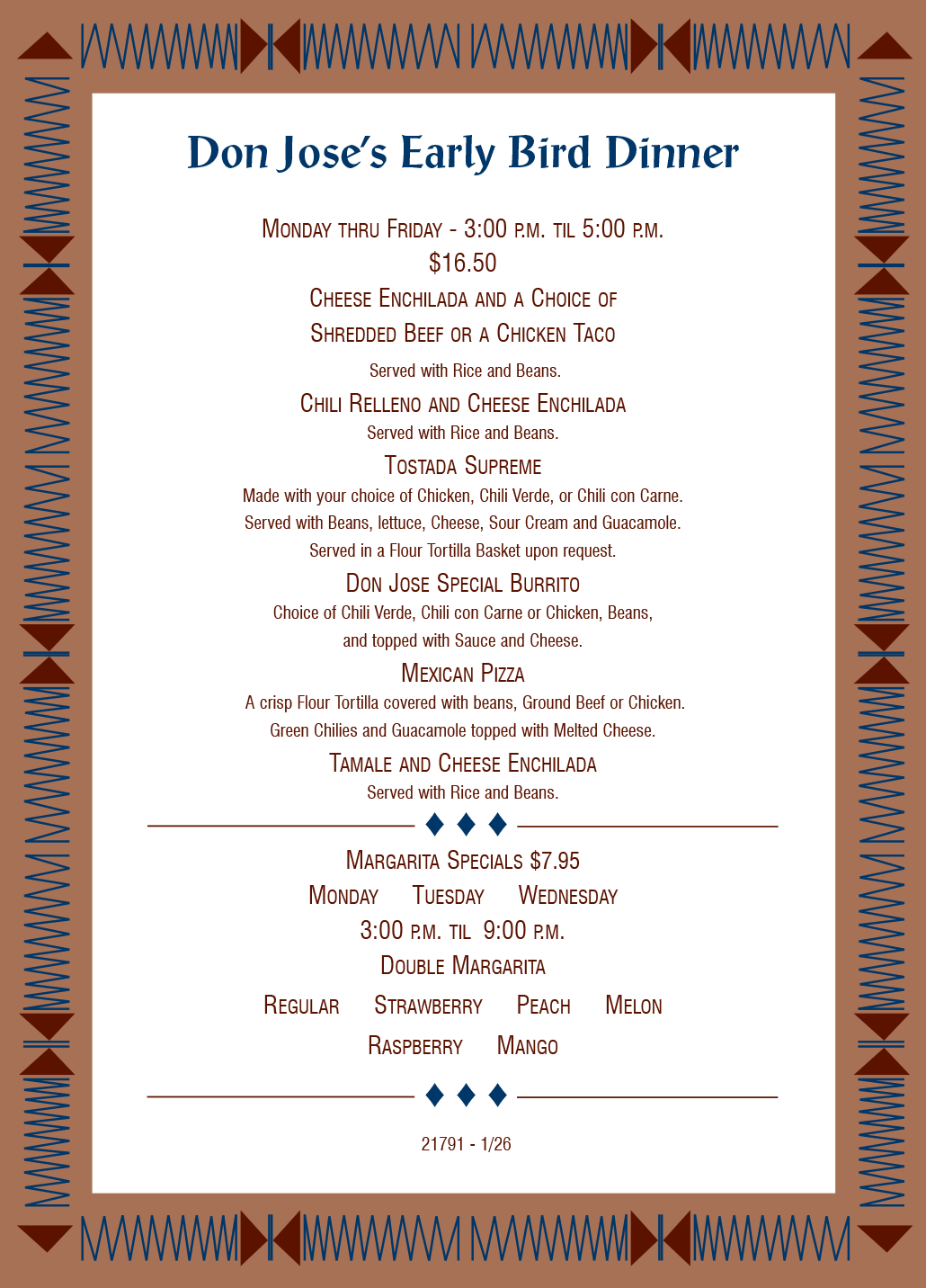 Don Jose Mexican Restaurant early bird dinner