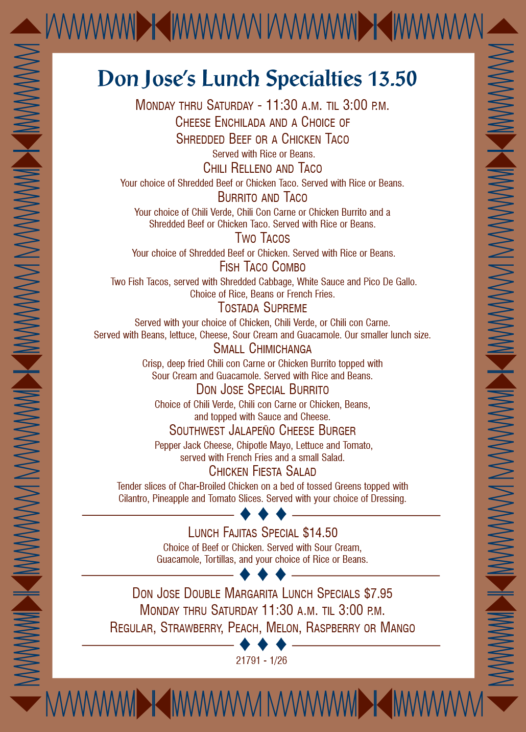 Don Jose Mexican Restaurant lunch specials