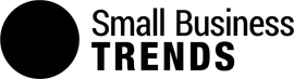 A black and white logo for small business trends