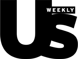 The logo for us weekly is black and white.