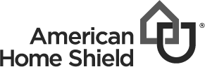 A black and white logo for american home shield