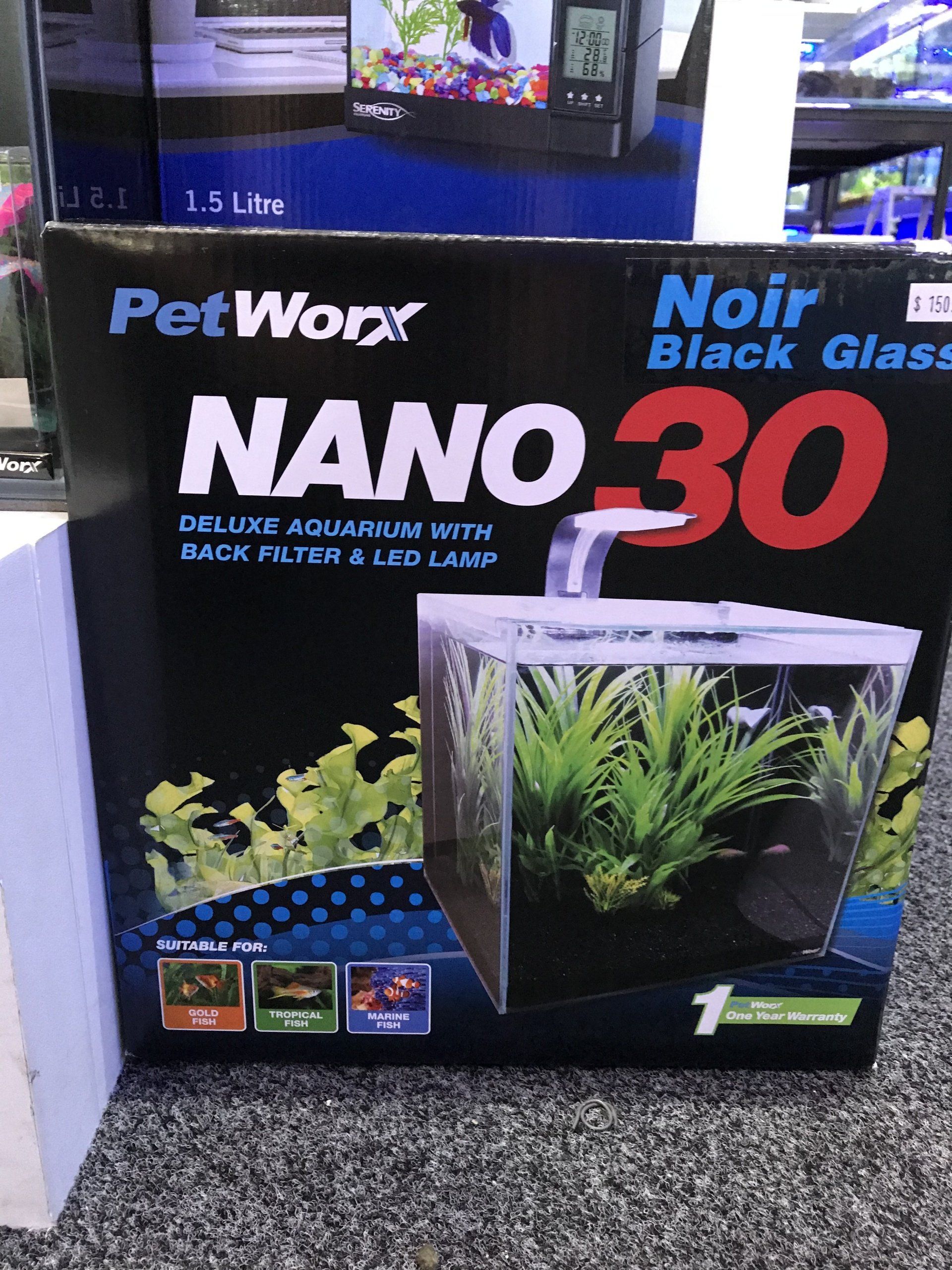 aquarium with back filter and led lamp