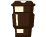 Un dibujo en pixel art de una taza de café sobre un fondo blanco.