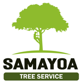 Samayoa Tree Service logo with green tree and bold black text on white background