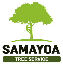 Samayoa Tree Service logo with green tree and black text on white background