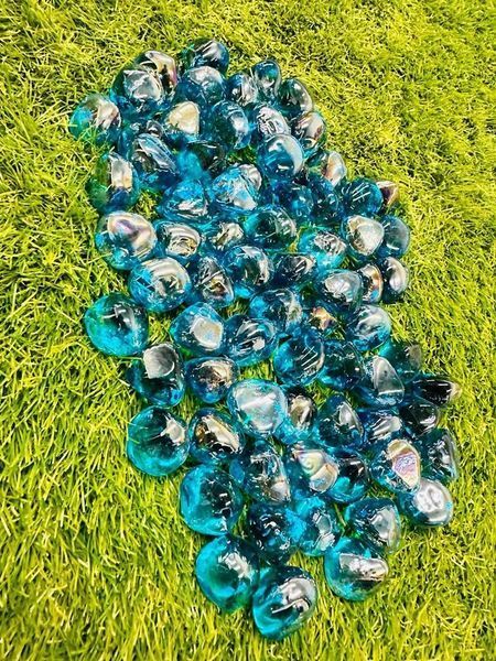 Light Blue Diamond Shape - Glass Pebbles 3