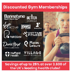 Discounted Gym Memberships an advertisement for discounted gym memberships with a woman holding a kettlebell