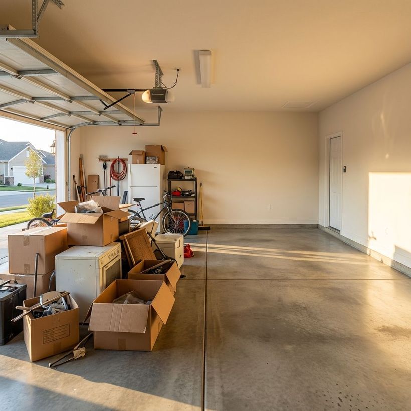 Clean empty garage after a professional junk removal cleanout service in Santee CA