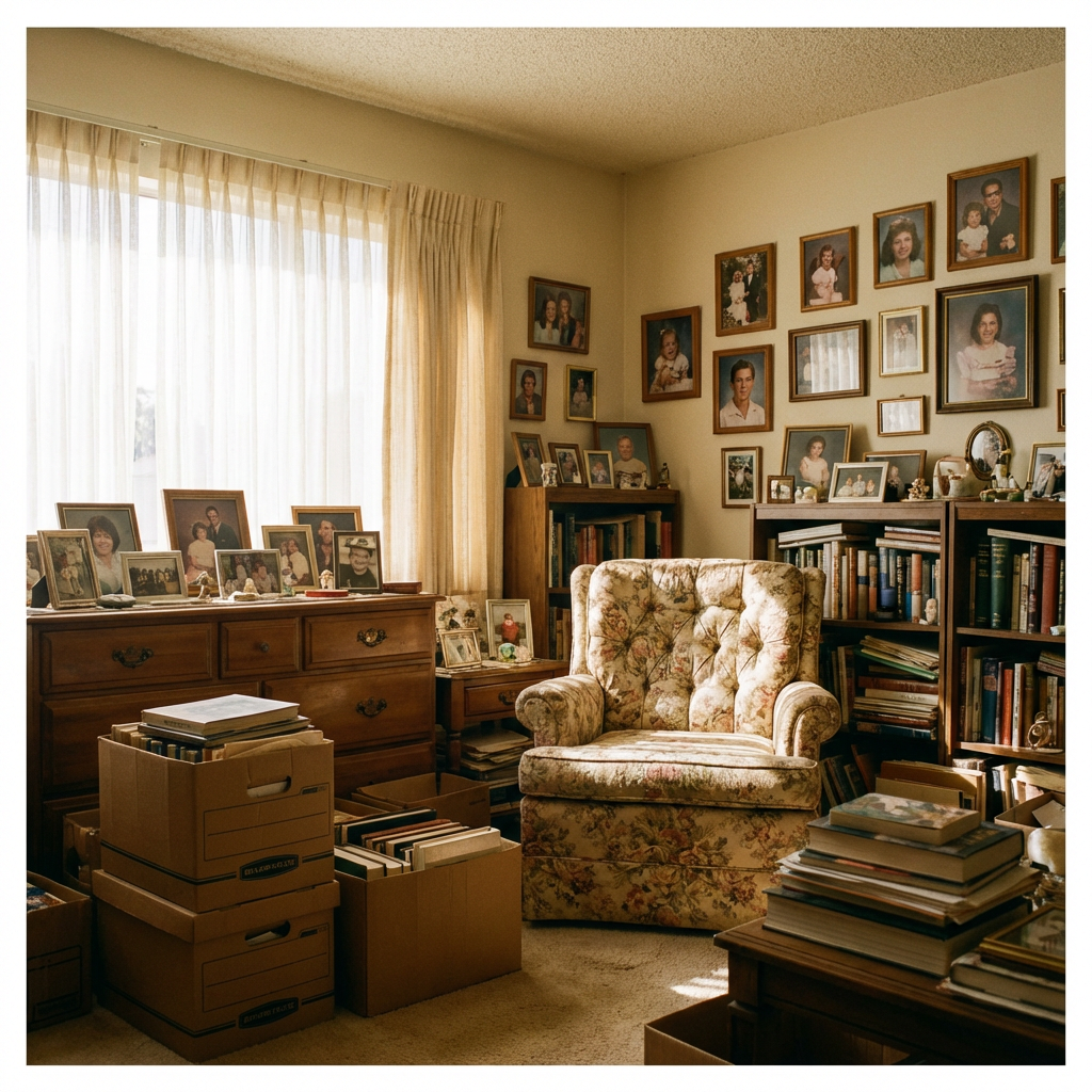 Sunlit living room filled with furniture and belongings awaiting estate cleanout in Santee, CA