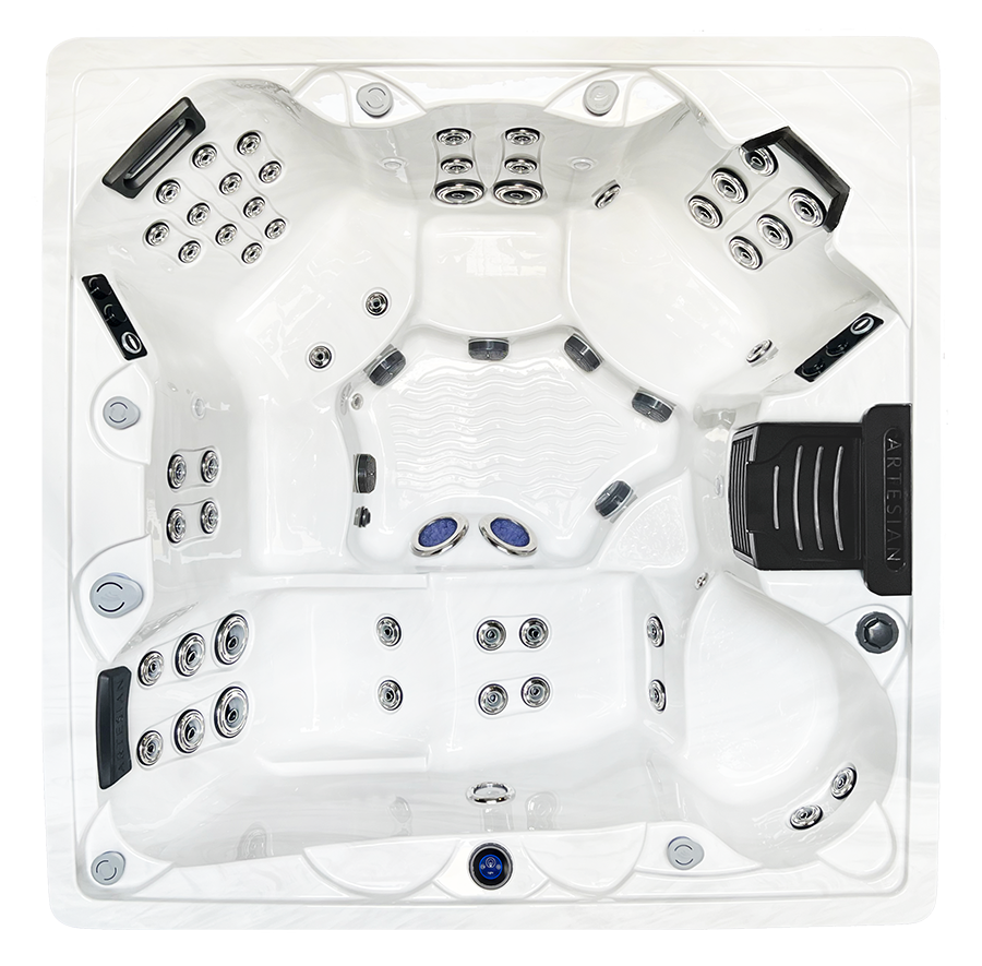 Artesian Spas Island Spas  Antigua Elite 54  hot tub, top view, available from Hot Tub Haven in Surrey and Sussex