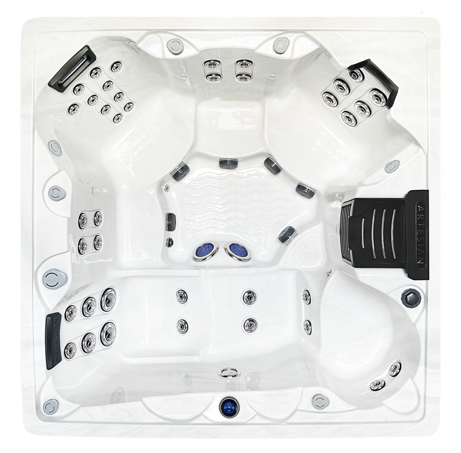 Artesian Spas Island Spas  Antigua Luxury 44  hot tub, top view, available from Hot Tub Haven in Surrey and Sussex