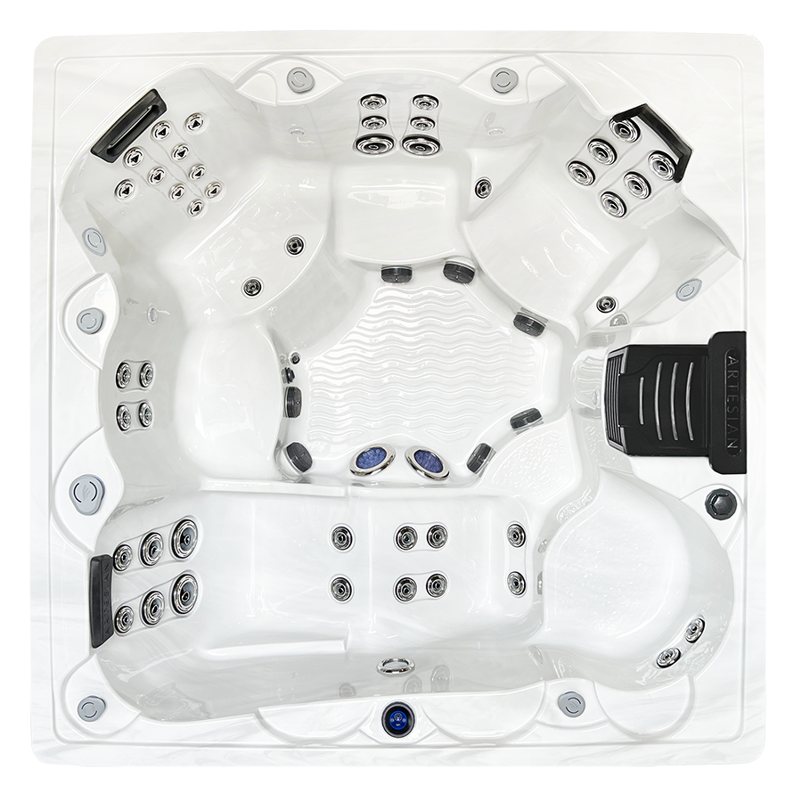 Artesian Spas Island Spas  Grand Bahama Luxury 52 hot tub, top view, available from Hot Tub Haven in Surrey and Sussex