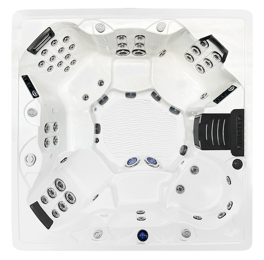 Island Spas Captiva Elite 54 Artesian Spas Island Spas Captiva Elite 54 hot tub, top view, available from Hot Tub Haven in Surrey and Sussex