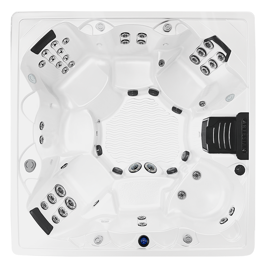 Artesian Spas Island Spas  Grand Cayman Essential  44  hot tub, top view, available from Hot Tub Haven in Surrey and Sussex