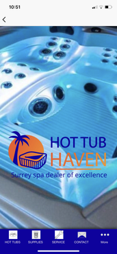 Hot Tub Haven mobile app home page