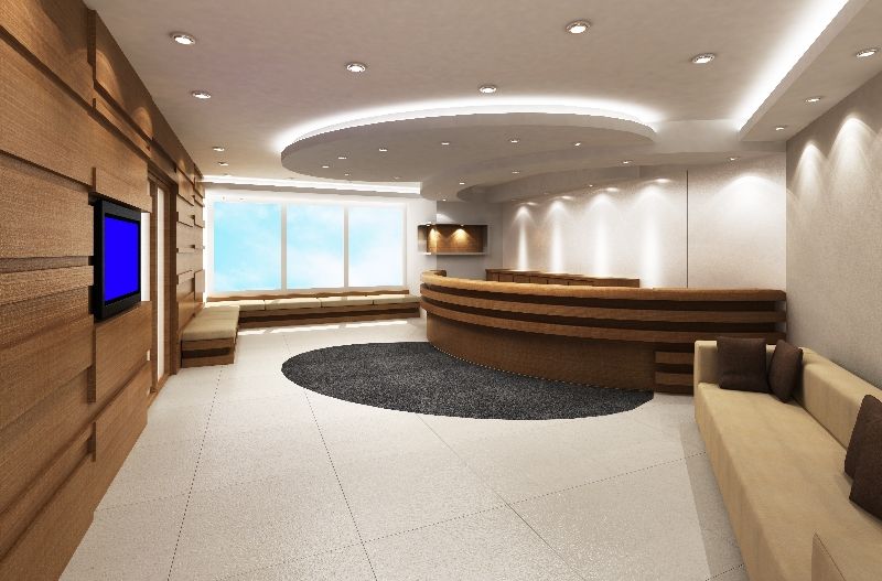 Custom area rug in commercial lobby