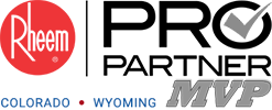 The logo for rheem pro partner mvp colorado wyoming