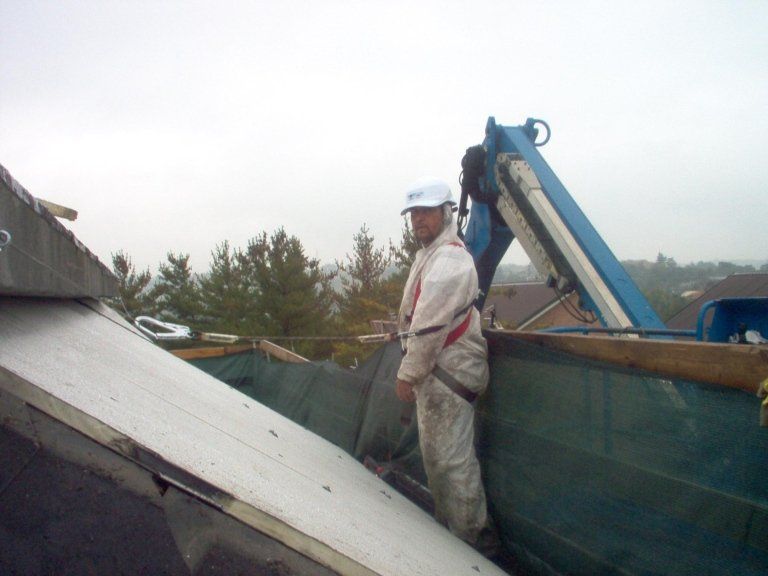 rimozione di una copertura contenente eternit