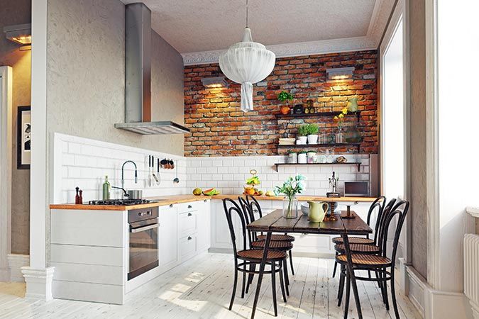 Natural Materials — Kitchen with Stone Wall in Carlisle, PA