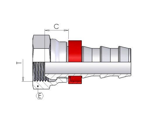 Detail of low pressure hose connection