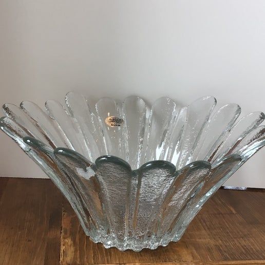 Blenko, Bowl, Daisy, Crystal LARGE (6-O-23)
