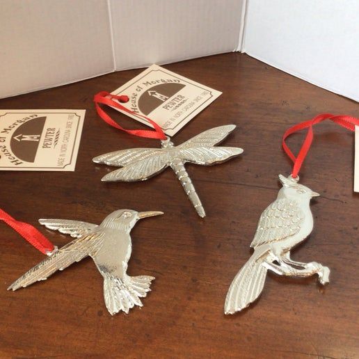Ornaments- Cardinal, Dragonfly, Hummingbird (27-A-1)