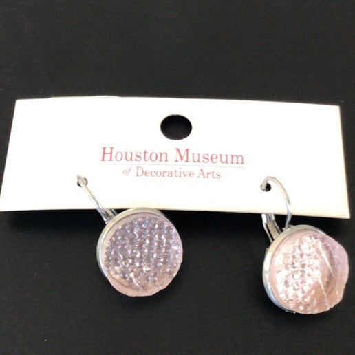 Earrings, Pink Pressed Glass, (71-C-2)