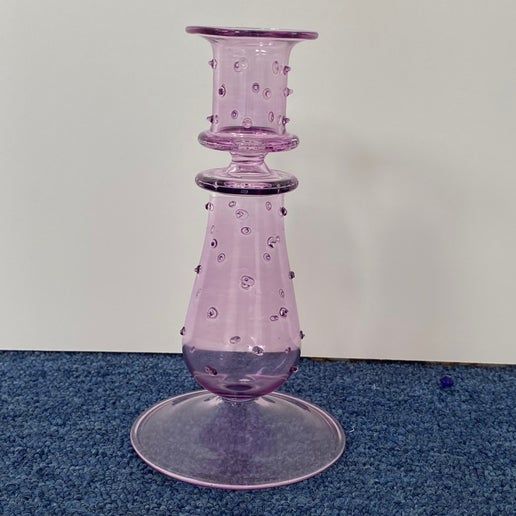 Candle Holders, Handblown, Teardrop w/Glass Dots, Lavendar (115-E-1)
