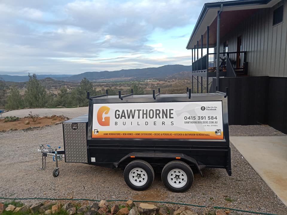 A trailer sitting on a new home build job site in Tamworth