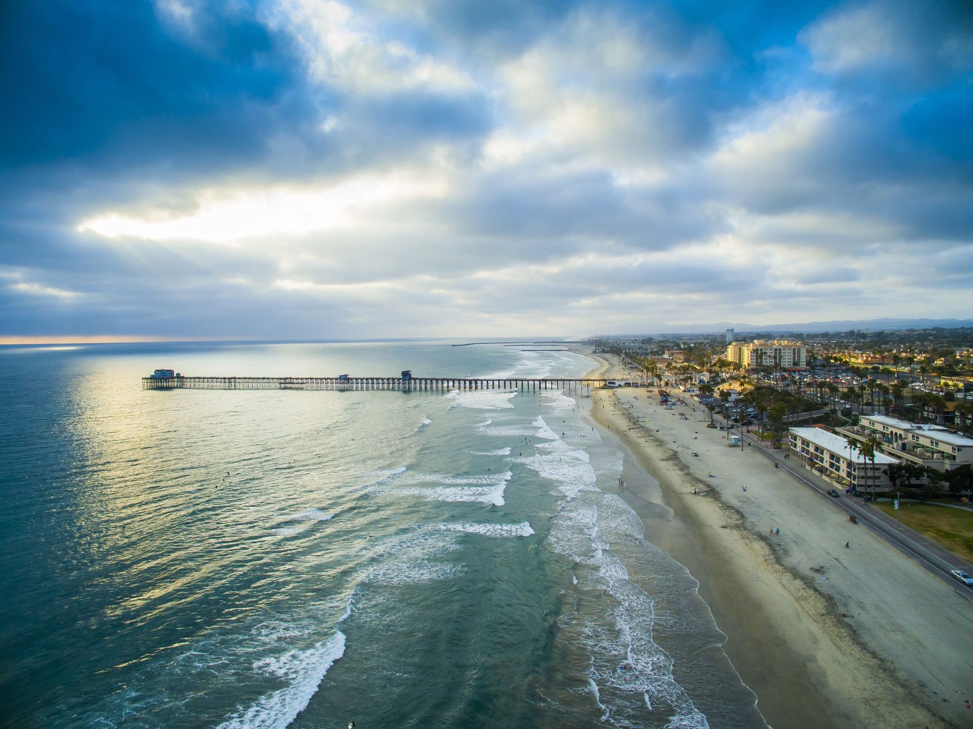 Aerial Drone Photography of Oceanside California at sunset