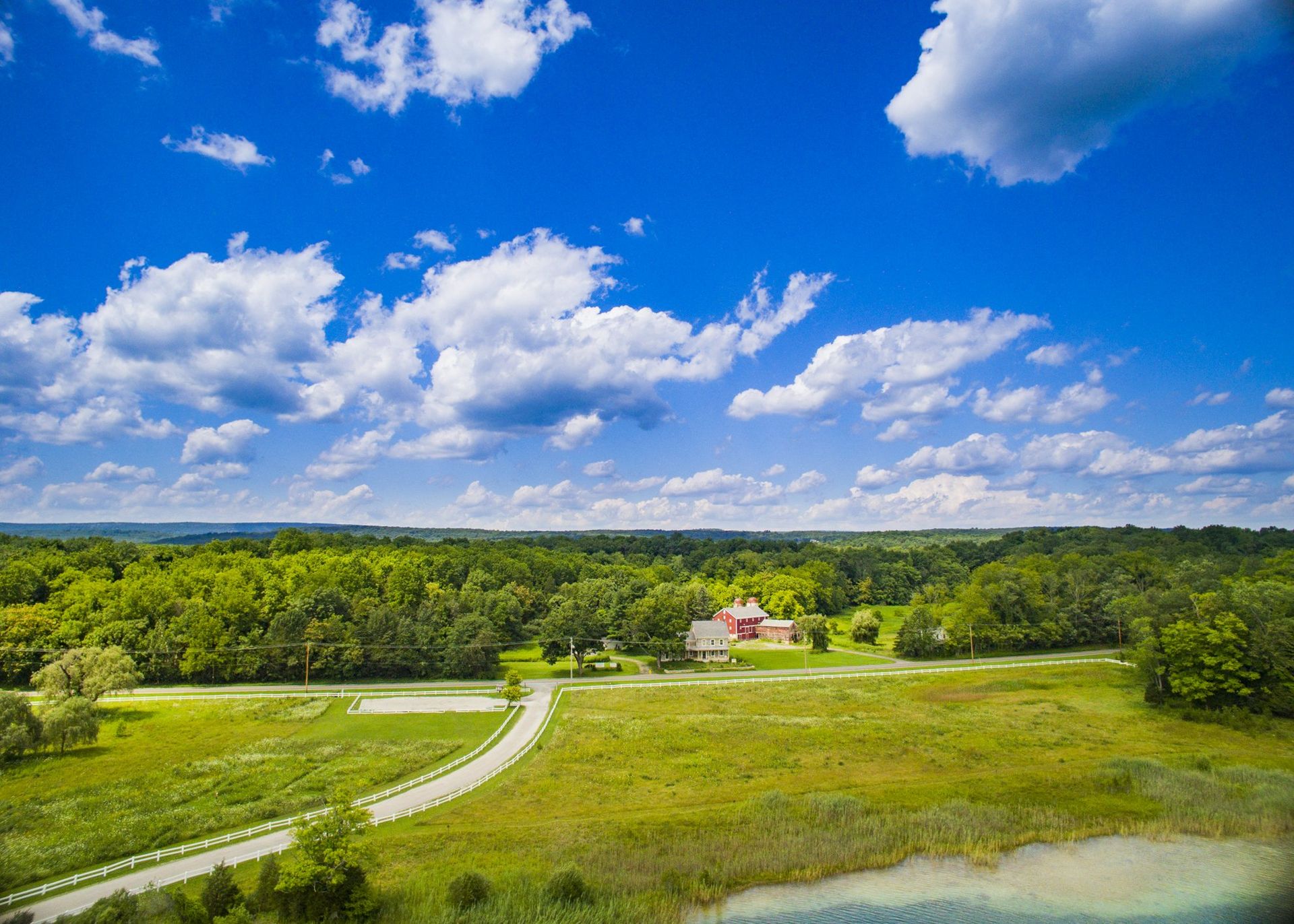 Aerial Drone Photography of Farm in New Jersey near White Lake