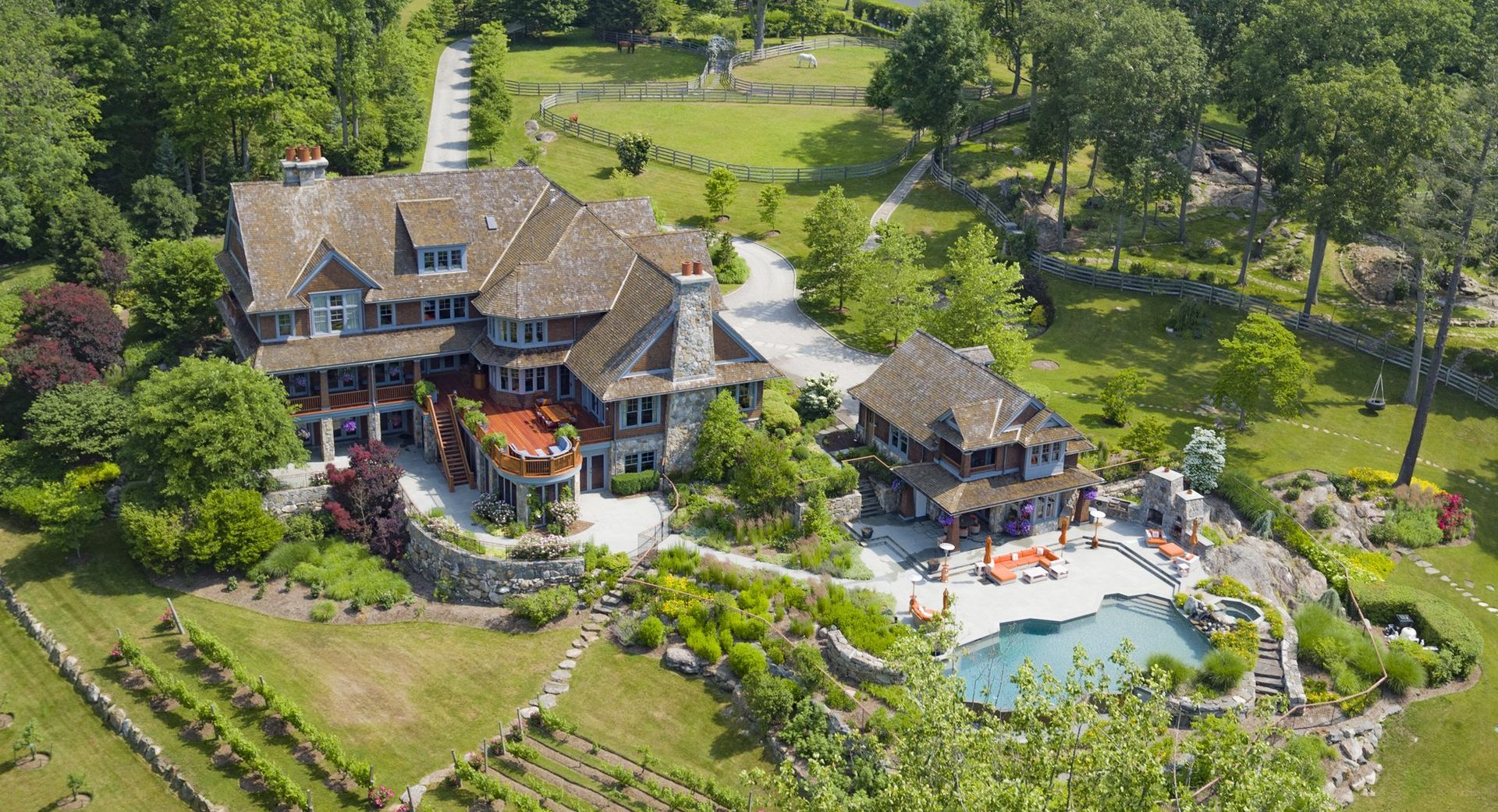 Aerial Drone Photography of Mansion in Greenwich CT