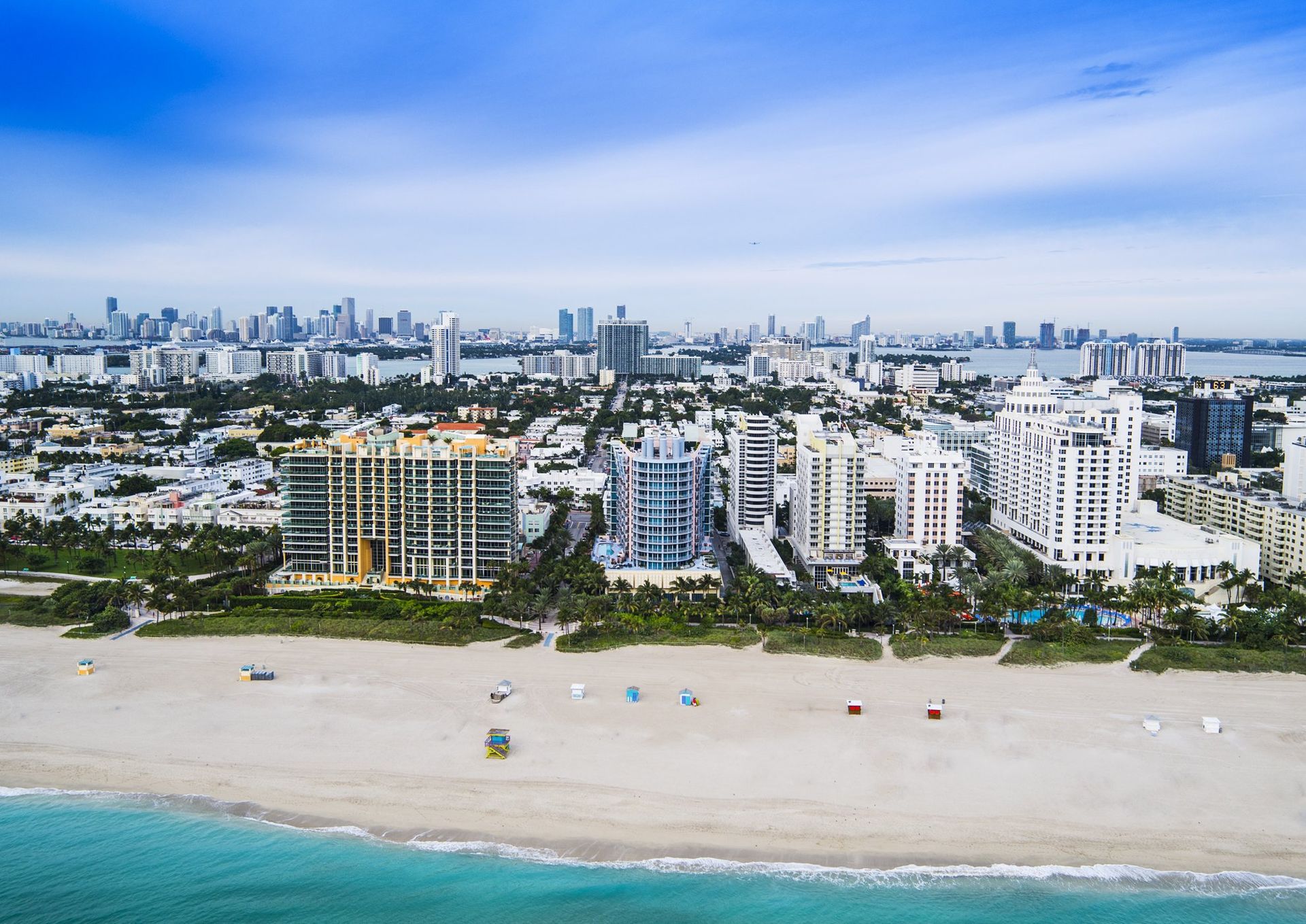 Aerial Drone Photography of Hotels along South Miami Beach Florida