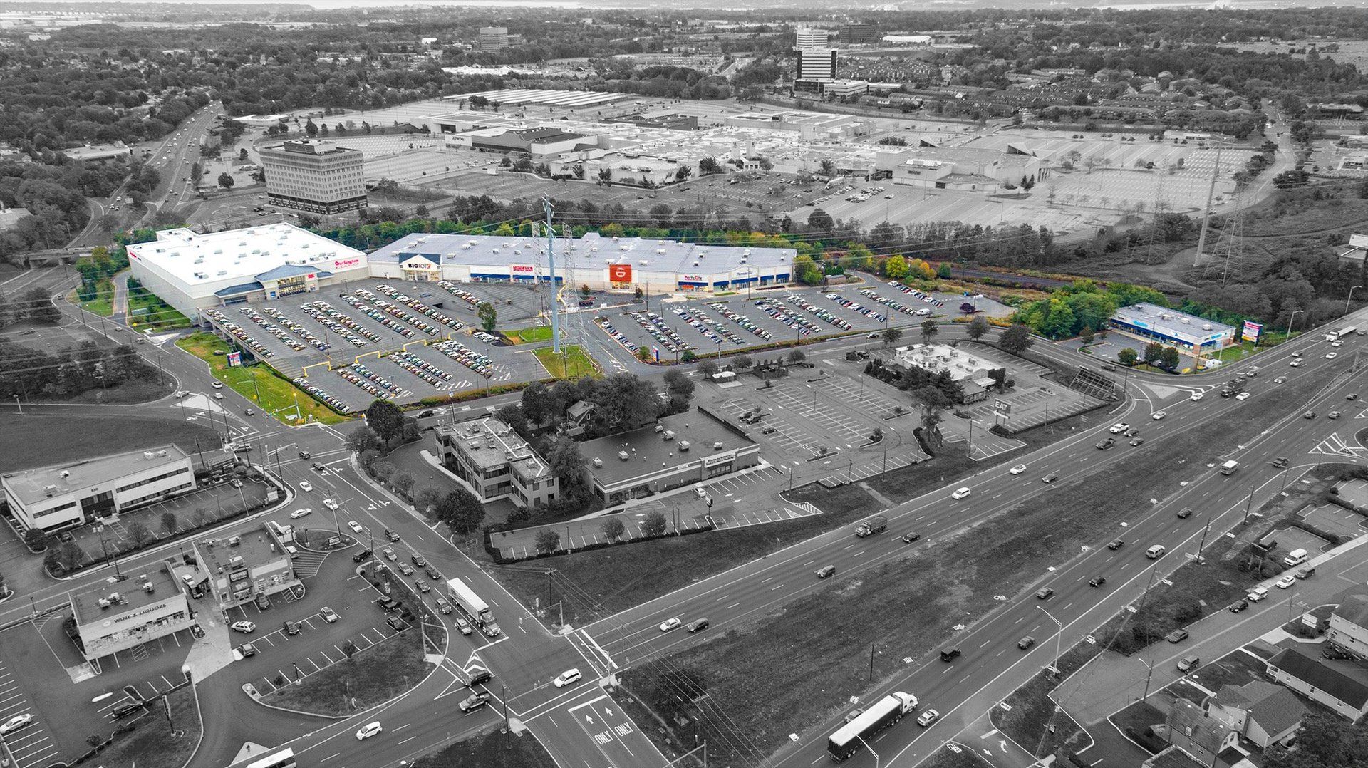 Aerial Drone Photograph of Shopping Center in New Jersey