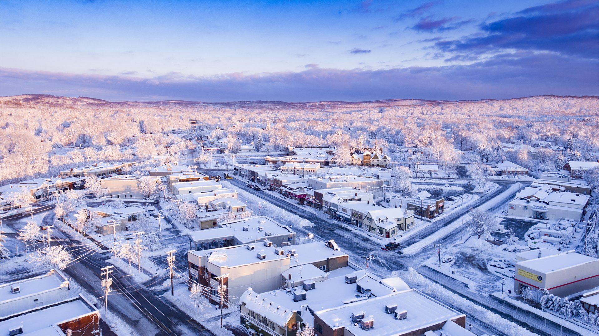 Aerial Drone Photo of downtown Denville, New Jersey