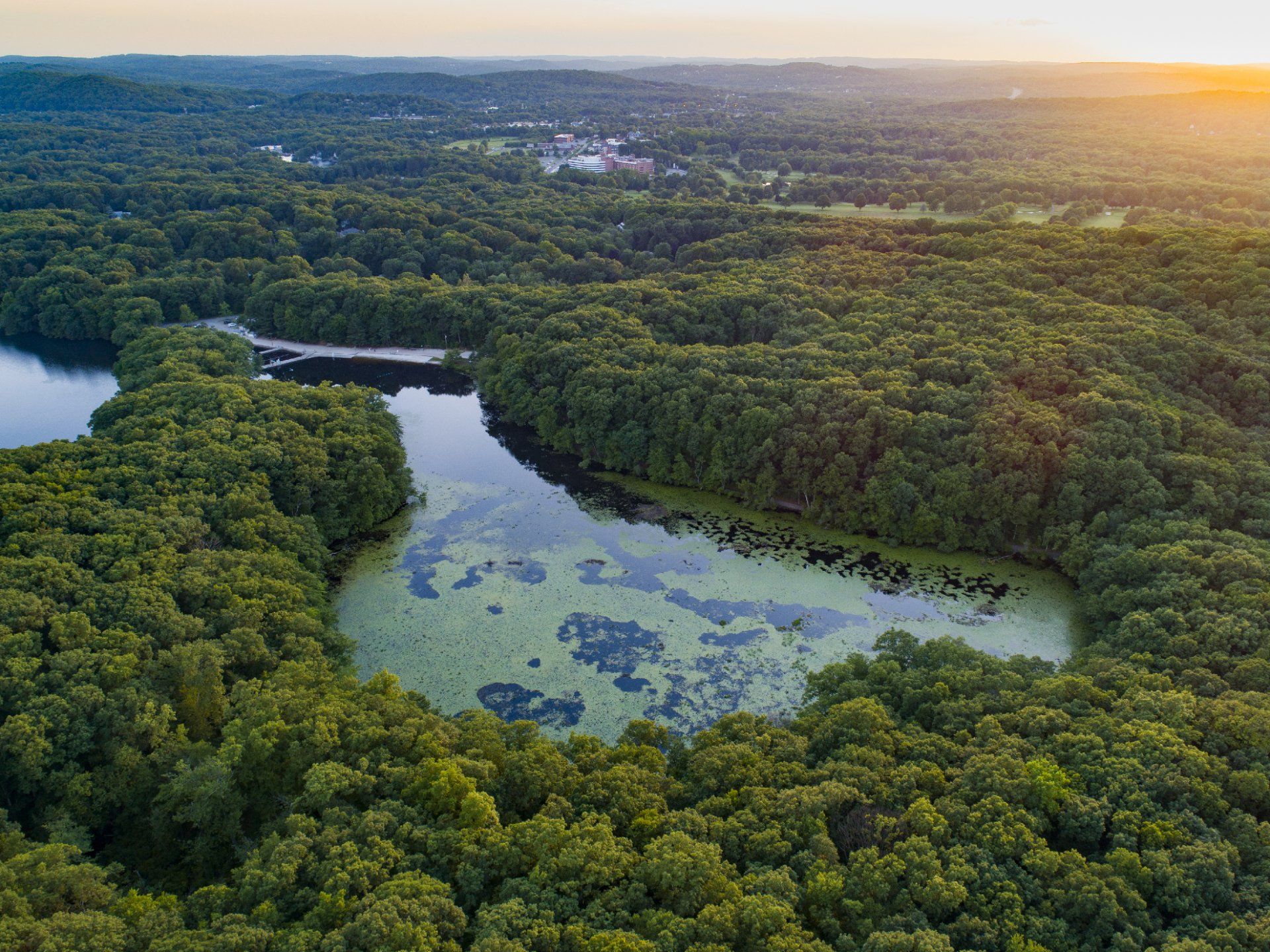 Aerial Drone Photograph of Birchwood Lake Mountain Lakes, NJ