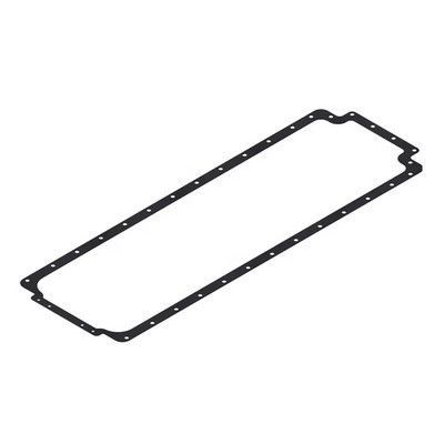 Junta rectangular negra con orificios para tornillos.