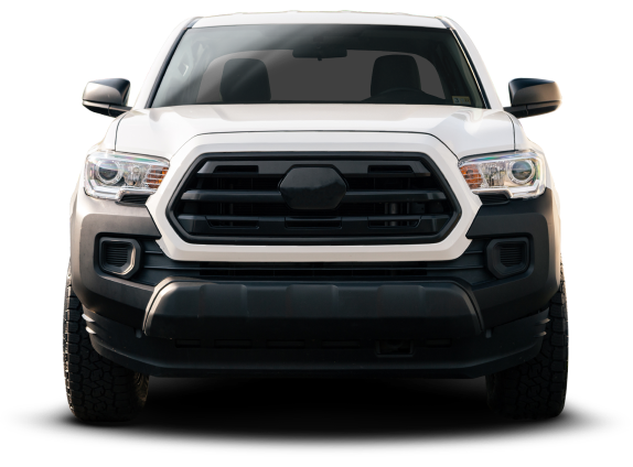 White Toyota Tacoma pickup truck, black grill and bumper. | Moorhead Automotive
