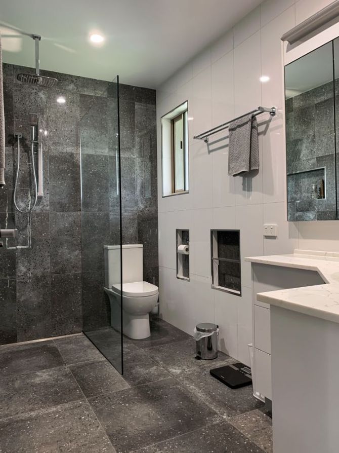 Renovated Black And White Bathroom — Richters Joinery in Bundaberg, QLD