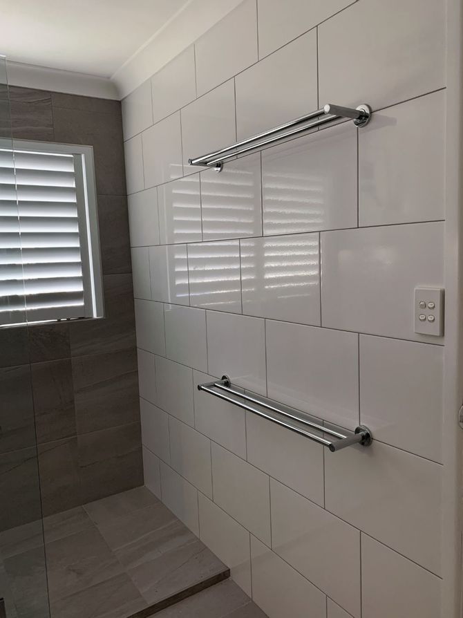 White Bathroom Tiles — Richters Joinery in Bundaberg, QLD