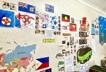 Flags Of Different Country On The wall With Arts — Early Childhood Education in Central Coast, NSW