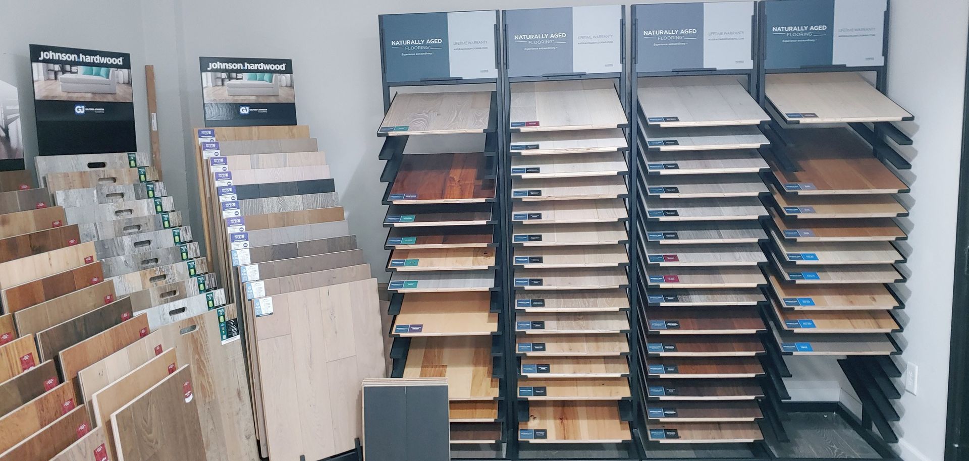 A room filled with lots of different types of flooring.