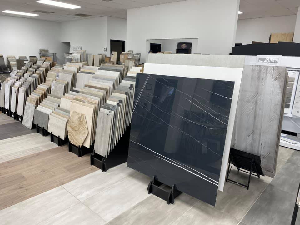 A showroom filled with lots of tiles on display.